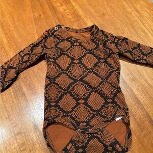 Mini Rodini Brown and Black Patterned Bodysuit